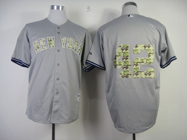 Men New York Yankees 42 Rivera Grey Camo MLB Jerseys